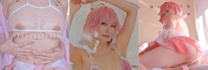 推特巨乳福利姬 RingoMitsuki 化身长离 爱抚双乳震动棒刺激骚穴 淫水喷溅魅惑至极！