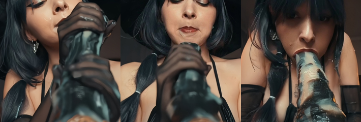 欧美炮机自慰博主 CreamySpot 性感魔女马屌口交 吞精后入肥臀狂飙