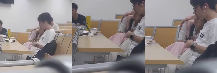 华南理工阶梯教室 小情侣现场上演导管大戏 火辣画面被同学偷拍 三机位全角度！