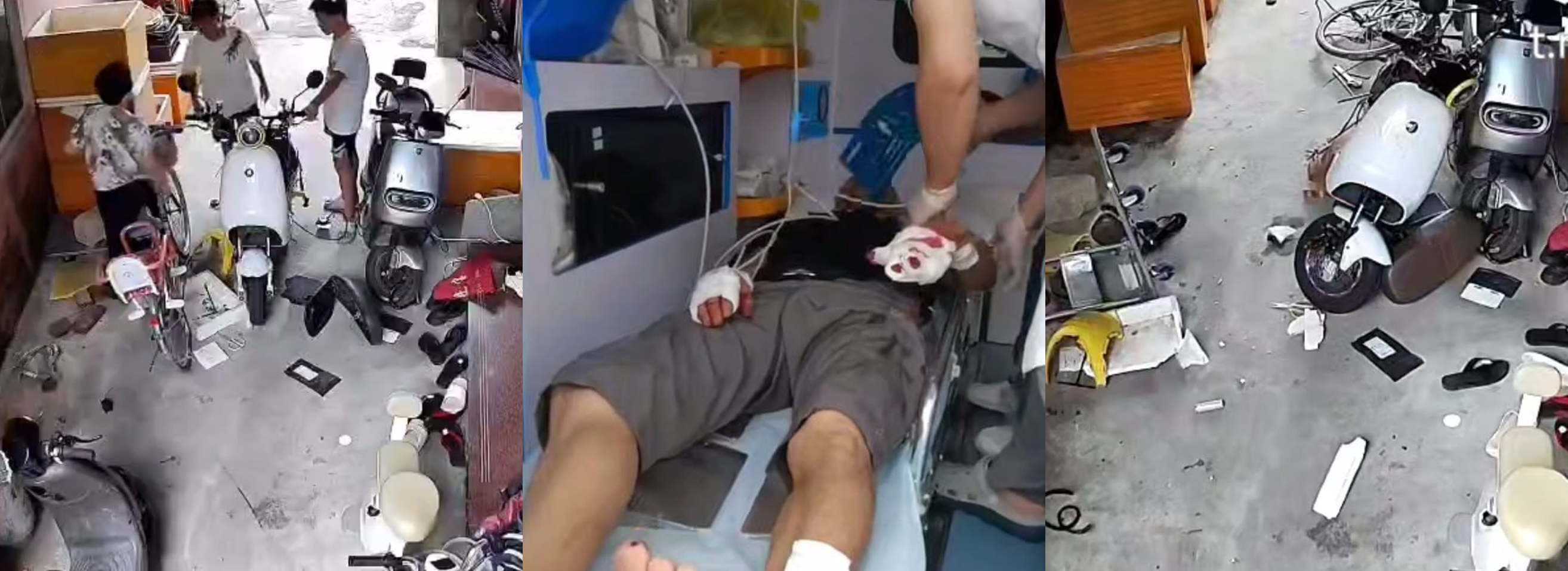 广东潮汕邻里过道纠纷 电动车挡道 大妈家人理论争执遭西瓜刀狂砍 监控曝光惊魂一刻！