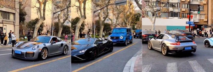 众多沪爷开豪车上街给这些韩国游客们上强度 让他们看看中国财阀的实力 韩国网友又来丢人了！