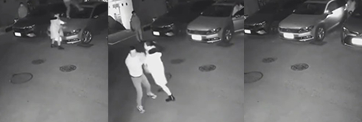 人妻深夜与情人车震 被老公当场抓到现行 老婆极力护住情夫 真爱啊！