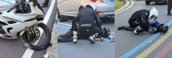 骑手飙车不顾自身安全酿惨祸 小车被撞报废 骑士直接飞出 落地重伤 场面惨烈到让人乍舌！