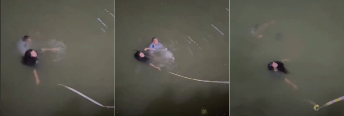 安阳县风雨桥 警察两次跳入河中救人 却被被救者拉离救援绳 最终体力不支不幸牺牲