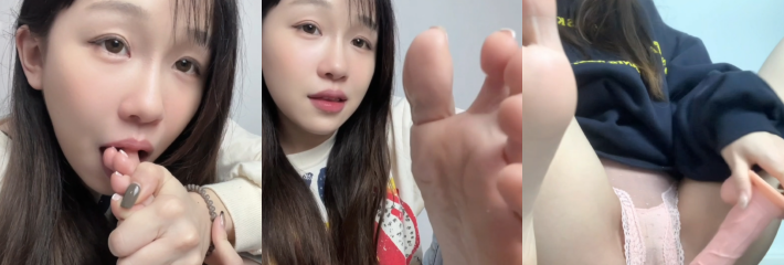 快手主播 别拔虎牙 金主定制福利！裸足舔脚 假屌摩擦内裤 全程露脸性暗示拉满 太顶了
