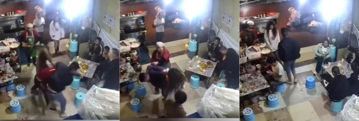 云南昆明再曝烧烤店调戏女生事件 女主男友霸气出手配合老板娘完成反击