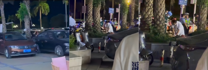 广西防城港 阳光海岸三号门转盘道杀人事件 男子当街持刀狂捅奸夫 凶杀现场视频流出