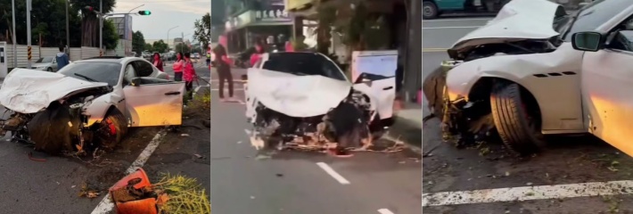 台南昨夜大乱斗，白车如导弹般砸向护栏！司机神操作太惊人