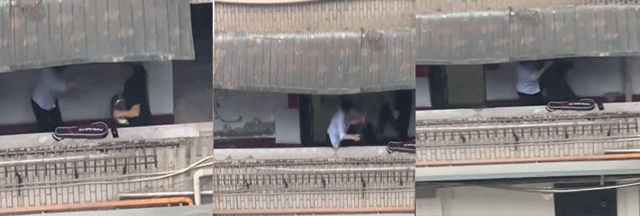 家门口亲热的夫妻被路人看到 却被框框打 拳打阿强后脑踢小丽腰 众人觉得莫名其妙!