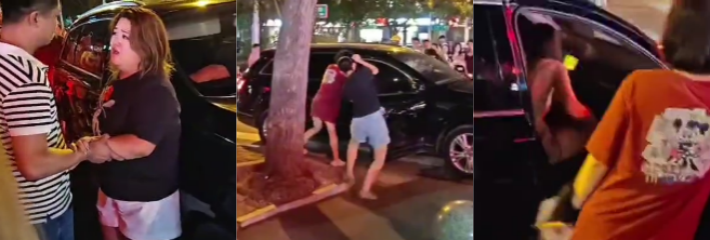 河北石家庄 女子当街抓小三，男子袒护小三弃原配不顾，惹怒围观群众惨遭围堵！
