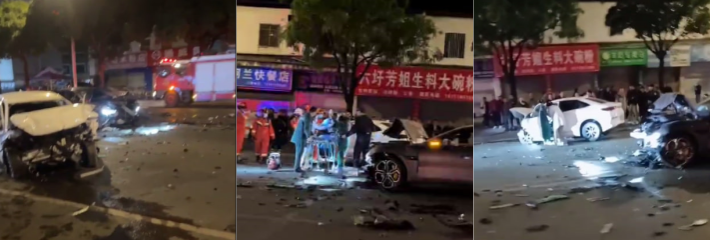 广西河池金城江六圩粮所小米su7发生车祸 白车在对向车道被甩过来 疑似酒驾 车主情况不妙！