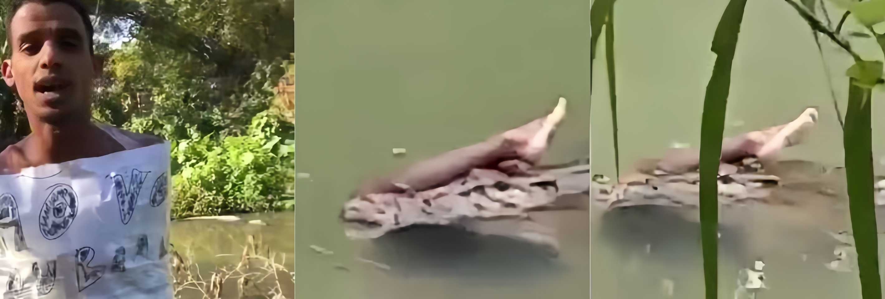 印度骇人听闻的惨剧上演 一男子被胶布和麻袋绑身喂鳄鱼 半身残留脚搭鳄头游水面