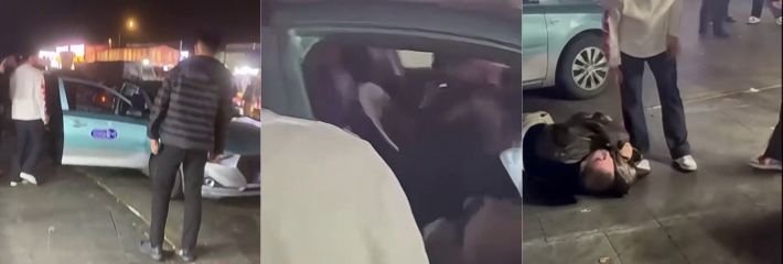 老外街头耍流氓挑衅路人 精神小伙拔刀相助暴揍老外 街头惊险全程视频！