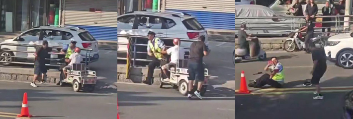 山东淄博交警查酒驾被砍视频 这是真牛逼竟然还敢袭警 喝点酒不知道自己是谁了是吧