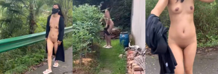 推特露出女王 鹿初日记 乡村道路裸体出行 刚脱光就来车 玩的就是刺激！