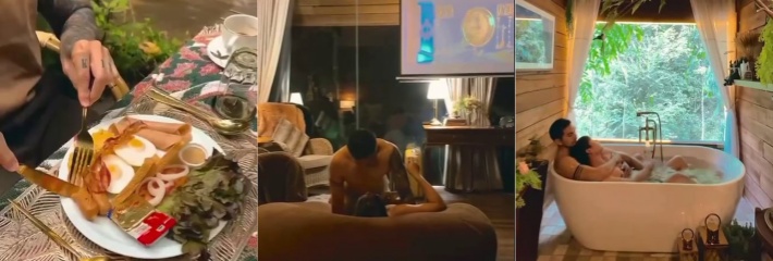 属于我们的浪漫假期，一花一世界一叶一如来，在无人的野外酒店做爱，鸳鸯浴，裸体出游，远离俗世的烦恼！