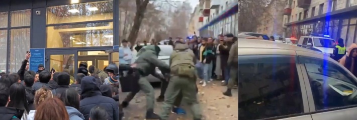 三警棍破你的英雄梦 一名伊朗学生不遵守规矩企图插队与中国学生发生肢体及语言冲突 不服警方管理被带走！