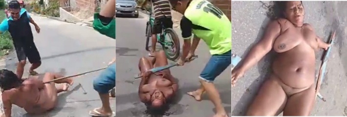 非洲某地 一女子全裸在街头被一群男子围殴 这是偷情被抓了还是犯天条了！
