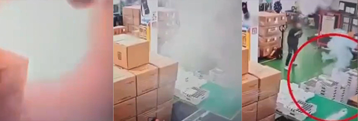 车间监控 揭露了韩国电池工厂的起火瞬间 电池冒烟后瞬间！