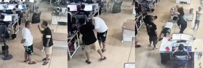 最真实缅北诈骗打人 阳光集团阿波罗园区辉煌钰公司管理群殴公司员工的视频被曝光 ！