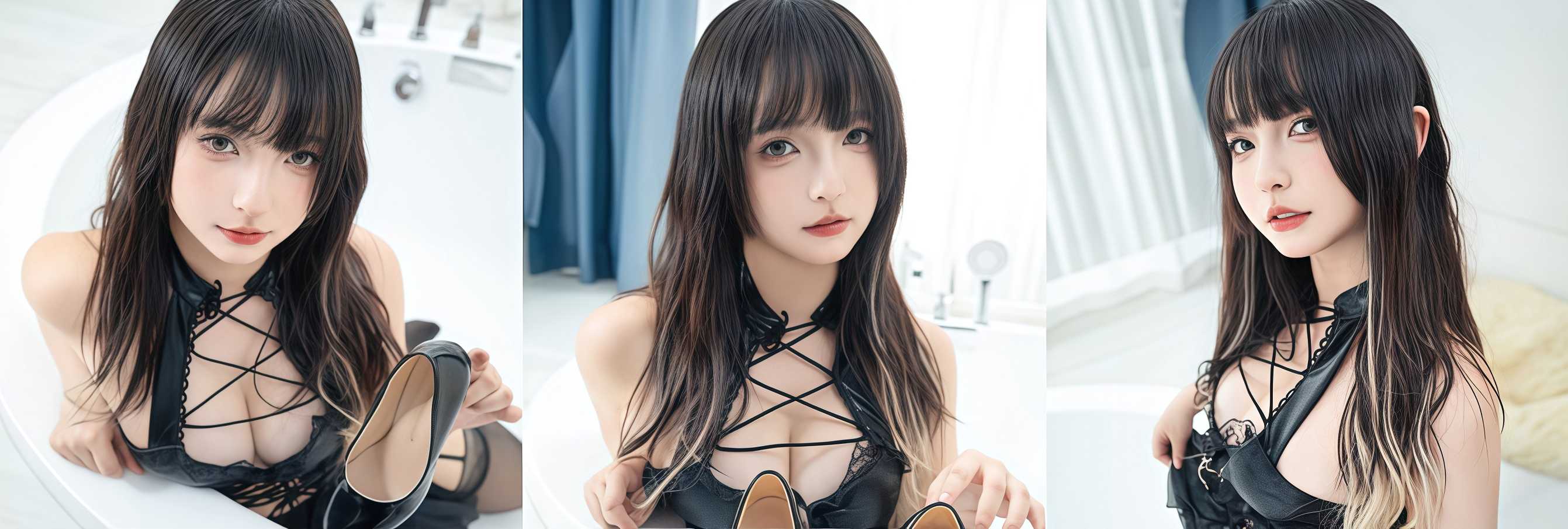 超人气福利姬 神楽坂真冬 最新付费福利 黑色绝命吊带勾勒性感娇躯 巨乳肥臀诱惑力拉满！