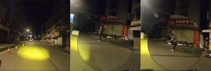 胆小勿入 26日凌晨湖南岳阳 大妈十字路口摆碗饭和快子，用来招魂 动作诡异像僵尸 吓得小哥边跑边喊妈妈！