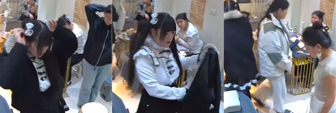 坦克型双马尾妹子美甲店跳蛋高潮 把凳子坐湿被老板换掉