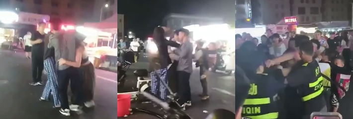 广东珠海某地上演抓小三名场面 老爸打儿子 原配再打小三 愈演愈烈 现场群众看得津津有味