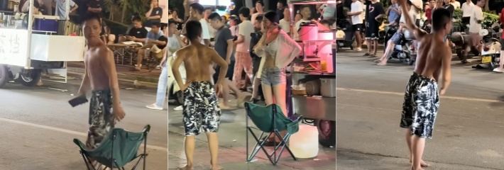 广东湛江 莹莹柠檬茶 打架事件 花裤醉汉调戏文胸女老板 被暴揍后调戏警察被直接抬走 引发数百人围观