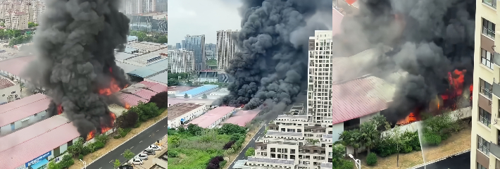 江苏淮安金鹿午餐肉厂仓库突发大火 网传劳资纠纷纵火伤亡恐超百人