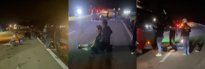 广州关丹路发生严重摩托车团伙交通事故 现场混乱已致一人死亡