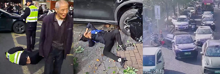 江苏省苏州市一比亚迪唐元在停车状态下失控自主行驶 撞倒几名路人现场视频流出！