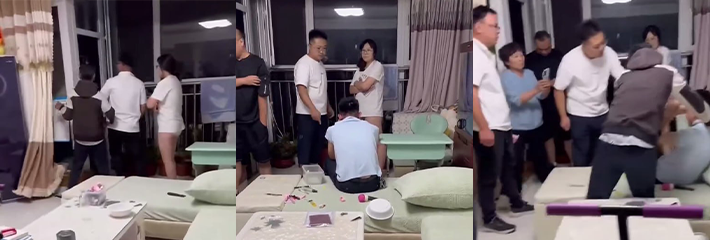 男老师偷情已婚人妻 被捉奸暴打 老婆旁观默不作声