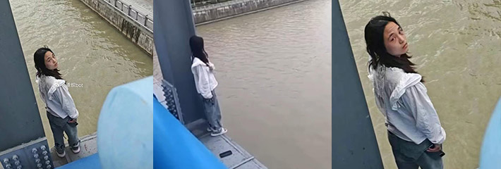江苏镇江一女孩桥上留下手机后跳江自杀~目前正在打捞中！