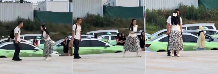 山东情侣街头激烈争吵 女方气势汹汹 怒砸蝴蝶发夹 男友默默跟随女友 惹人心疼