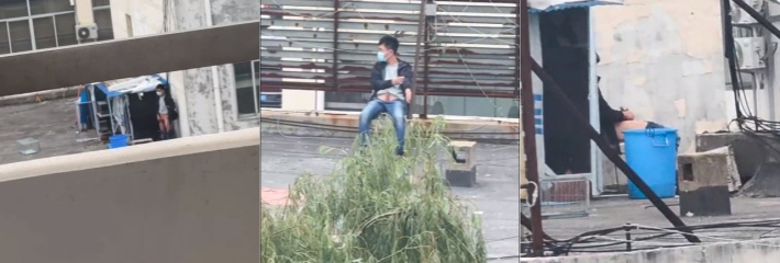 山东济宁学院西商业街一猥琐男在天台对着女生宿舍打飞机，裸露生殖器，被宿舍女生拍下曝光!