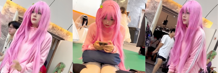 KFC街拍抄底超萌JK学生妹COSER 呆萌可爱外表下却穿着骚骚的丁字裤
