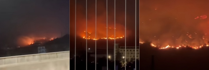 广东省汕头市 濠江区礐石街道后山突发山火 浓烟滚滚火光四射 现场实拍曝光