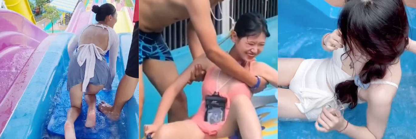 出门在外要保护好自己 大神拍下水上乐园美女的精彩瞬间！