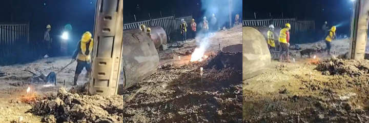 广西工地开工以黑狗祭祀祈求顺利 黑狗被残忍杀害血洒现场 视频曝光引起网友不满！