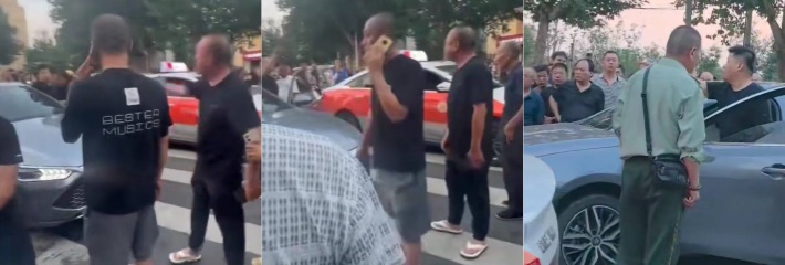咸阳网约车与西安出租车司机 人行道对骂大战 火药味十足 双方却未动手