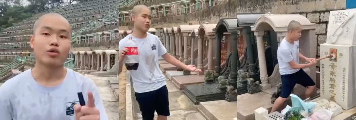 黄家驹墓地被破坏引发热议 两男子以铁锤狂砸墓碑且泼可乐等行为视频曝光全网让人气愤！
