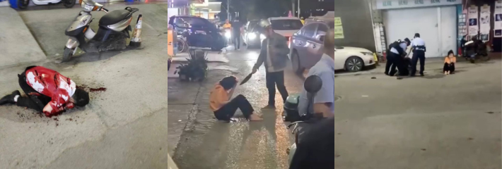 河池都安一男子因老婆出轨就在街头砍死情夫！男子疯狂行为导致情夫被砍死跪倒在地！