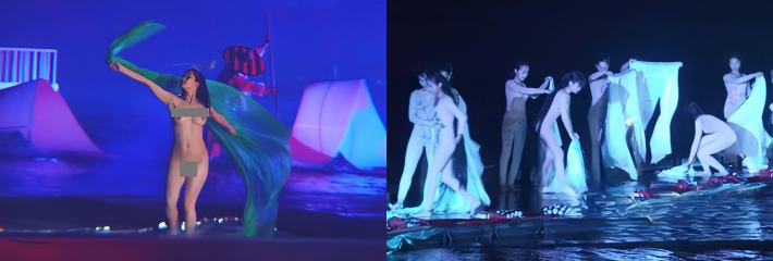 张艺谋 印象刘三姐旧案再爆 广西某剧场演员肉色紧身衣视觉全裸引爆争议 现场视频曝光