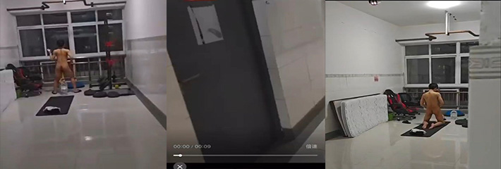 奇葩人才！在大学宿舍锻炼鸡巴 日常鸡巴提桶锻炼视频曝光，学校疯传