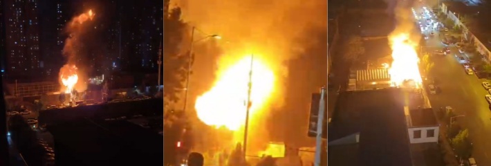 郑州市农家乐 土鳖小院 突发爆炸火灾 现场火光冲天 明火已扑灭 无人员伤亡 火灾视频曝光！