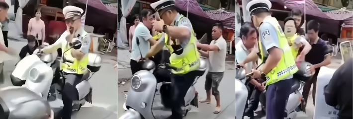 广西玉林陆川县乌石镇 温某因电动车被查扣 在街头捅伤两名路人加五名警察！