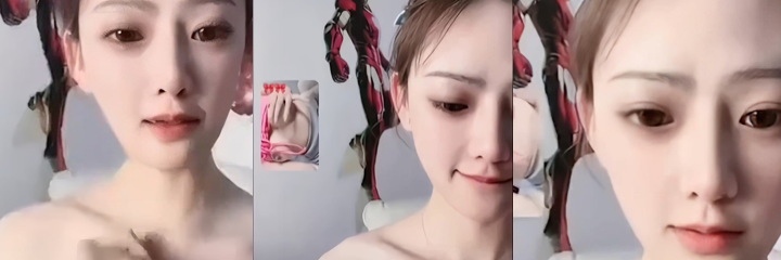 抖音人气女神 Li子子 李梓 双机位视频疯传 她穿低胸透视装 饱满雪乳半露乳沟深邃 乳头若隐若现！