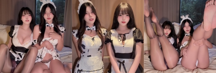 抖音百万擦边网红 鱼神 琳铛 双女仆大尺度定制共舞 肥臀狂扭骚话连篇