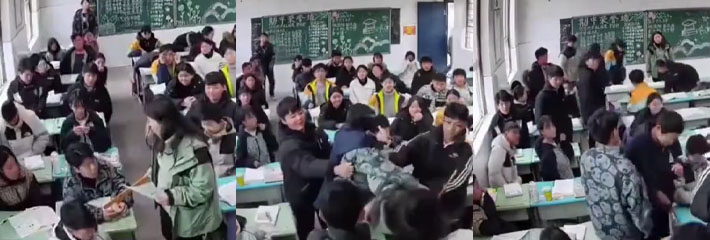 老师用棍子打学生被反杀！ 在全班你挑了一个最能打的刺头~结果肯定是被揍的